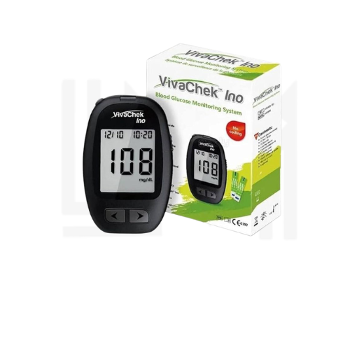 جهاز قياس نسبة السكر في الدم من ماركة VivaChek، والموديل المحدد هو VivaChek Ino (Blood Glucose Monitoring System