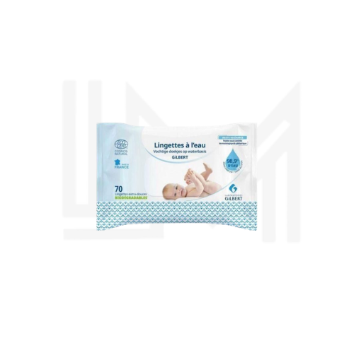 Gilbert Lingettes à l’Eau Biodégradables 70 PCS – نعومة طبيعية لبشرة طفلك 👶