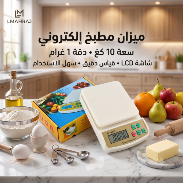 ⚖️ ميزان مطبخ إلكتروني رقمي – سعة 10 كغ | دقة 1 غرام مع شاشة LCD