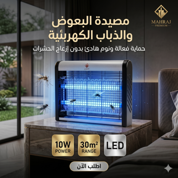 مصيدة البعوض والذباب الكهربائية – حماية فعالة ونوم هادئ بدون إزعاج 🦟⚡