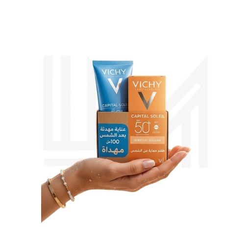 طقم الحماية المتكاملة Vichy Capital Soleil SPF50+ – واقي شمس غير لامع + حليب مهدئ بعد الشمس (هدية 100ml)