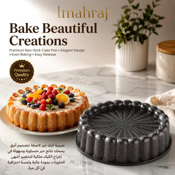 🍰 قالب كيك دائري بطبقة مانعة للالتصاق – تصميم جرانيت | مثالي للمخبوزات والحلويات