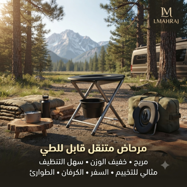 🚽 مرحاض متنقل قابل للطي – كرسي مرحاض محمول مع دلو قابل للإزالة | مثالي للتخييم والسفر والطوارئ
