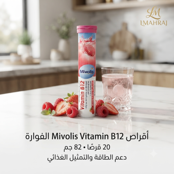 ⚡ Mivolis Vitamin B12 أقراص فوارة – 20 قرصًا لدعم الطاقة والتمثيل الغذائي
