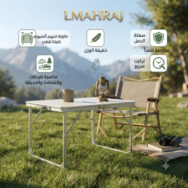 🏕️ طاولة تخييم ألمنيوم قابلة للطي – خفيفة الوزن ومتعددة الاستخدامات للرحلات والنزهات