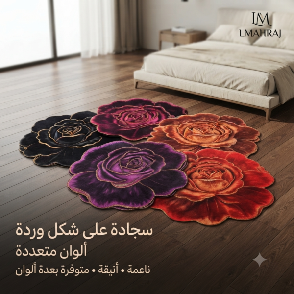 🌸 سجادة على شكل وردة – ناعمة بألوان متعددة | لمسة أنيقة لديكور المنزل