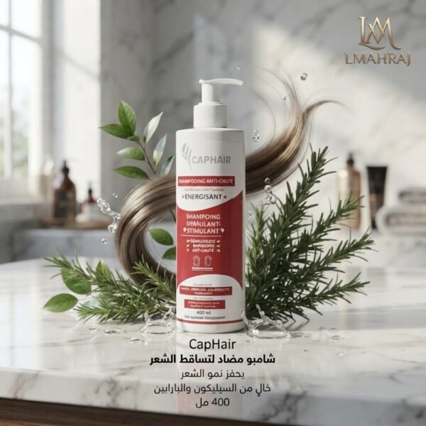 💚 CapHair Shampooing Anti-Chute 400ml – شامبو مضاد لتساقط الشعر – محفز لنمو الشعر – خالٍ من السيليكون والبارابين