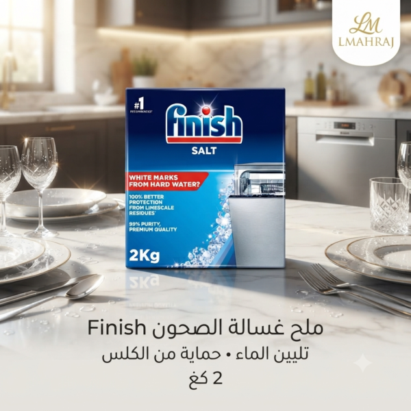 🧂 Finish Sel Lave-Vaisselle 2kg – ملح غسالة الصحون لتليين الماء وحماية الجهاز