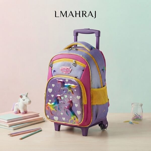 Cartable à Roulettes Licorne 3D pour Enfant