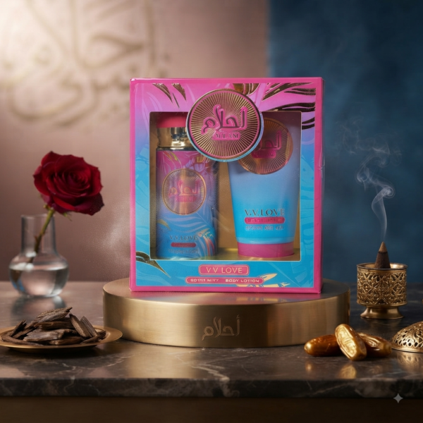 💗✨ V.V.LOVE Ahlam – Coffret Body Mist 100ml + Body Lotion 75ml