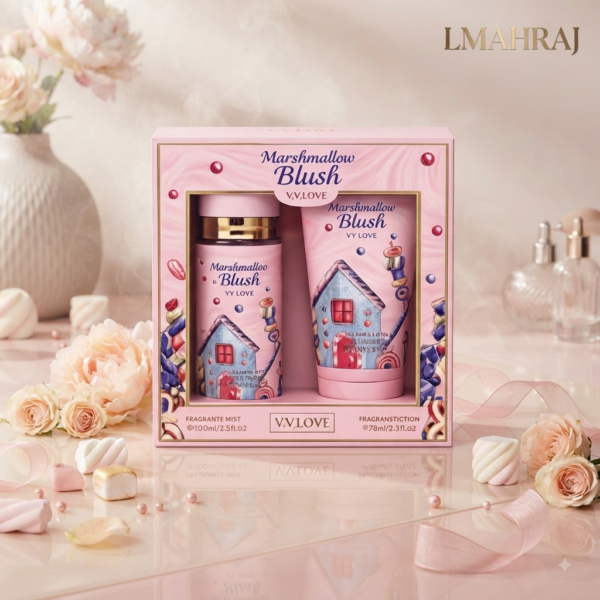 🍓💗 V.V.LOVE Marshmallow Blush – Coffret Parfum & Soins Corporels Femme Élégant