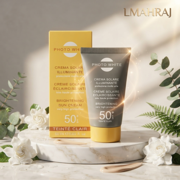 🌞 PHOTO WHITE Crème Solaire Teintée Éclaircissante SPF50+ – كريم واقٍ من الشمس ملون ومفتح للبشرة – 50 مل